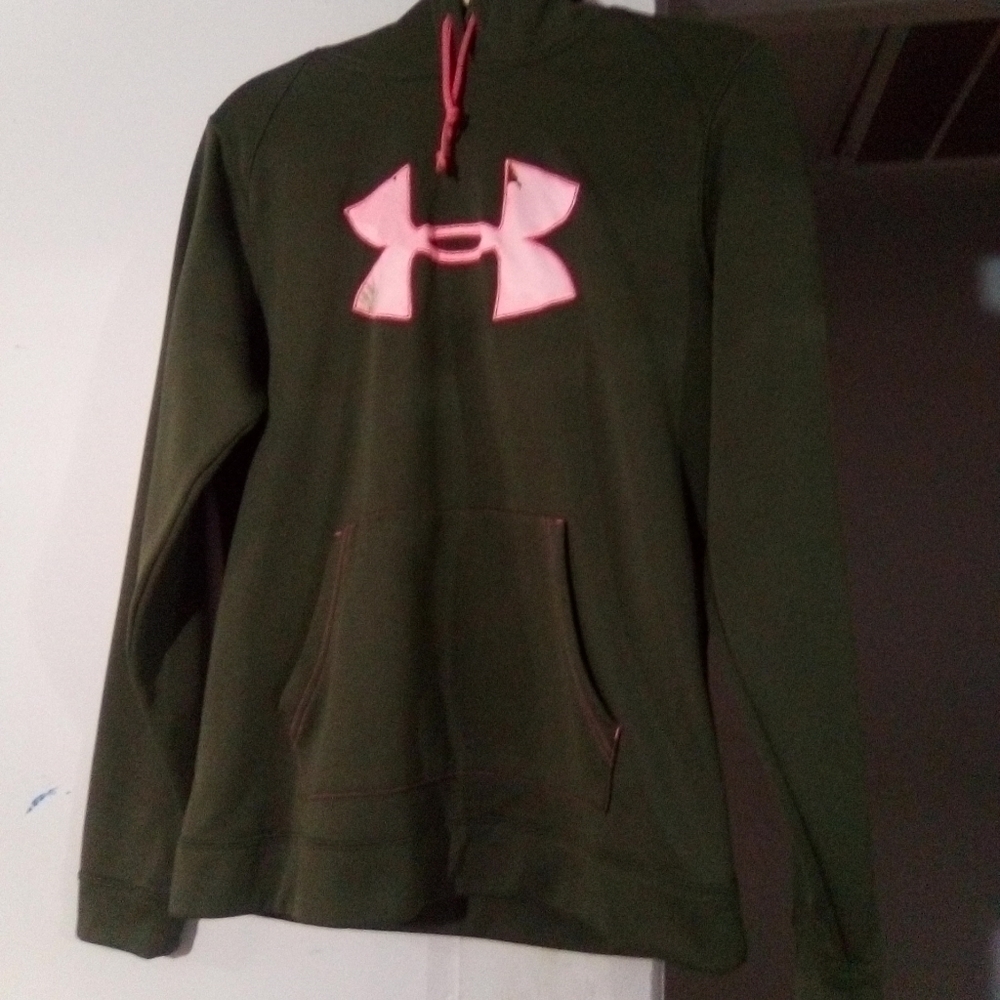 Under armour ladies hoodie. Green and pink. Size medium